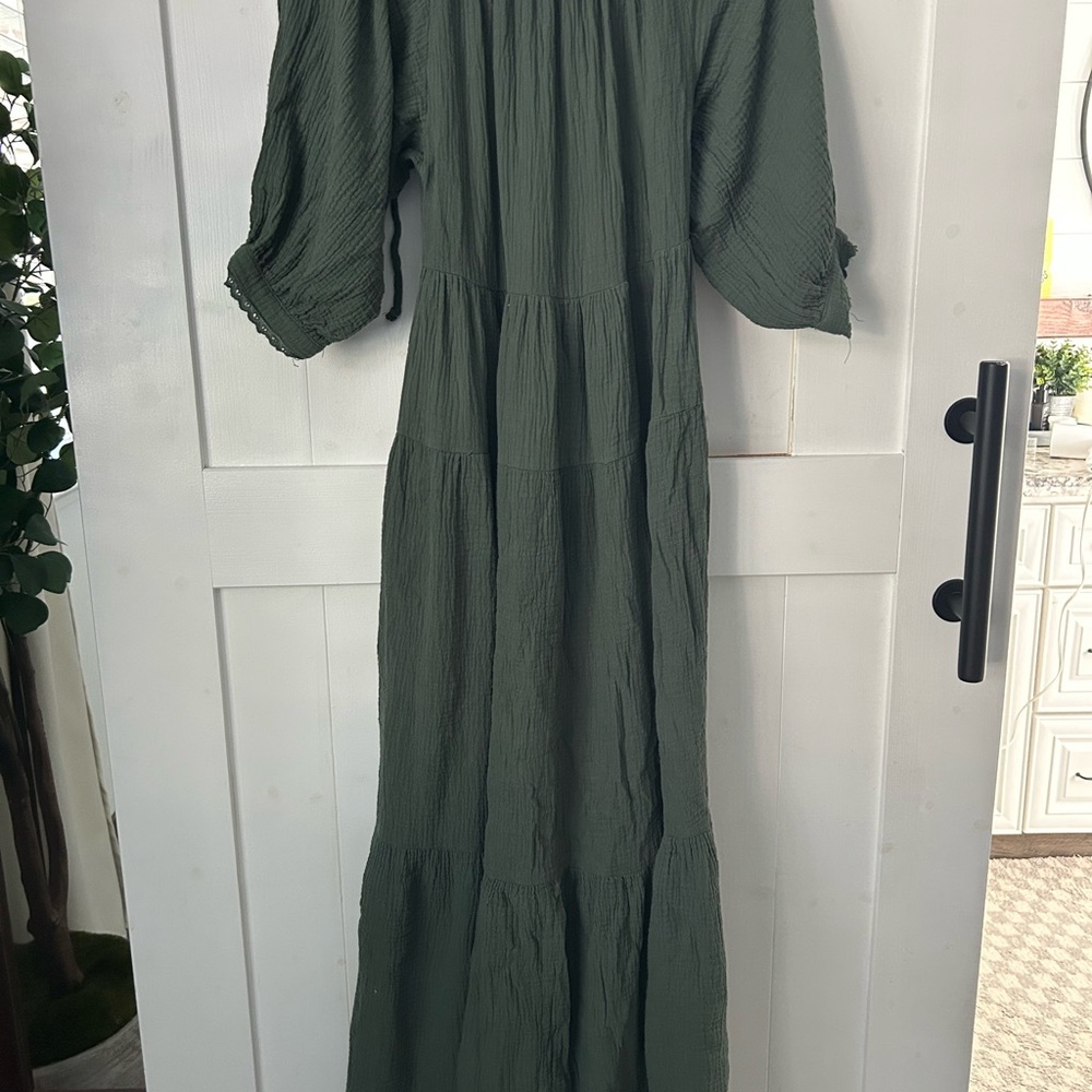 Harmony - Tiered Maxi Dress with Square Neck in Olive Green - Picture 10 of 10